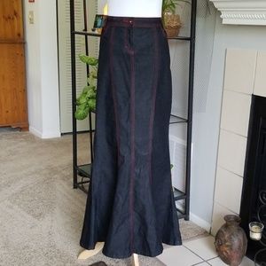 Denim Jean Skirt Black w Red Stitching Mermaid